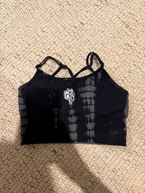 Darc Sport Black & Gray Tie-Dye sports bra